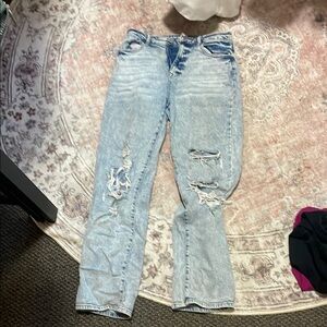 Women's Light Blue Distressed Jeans